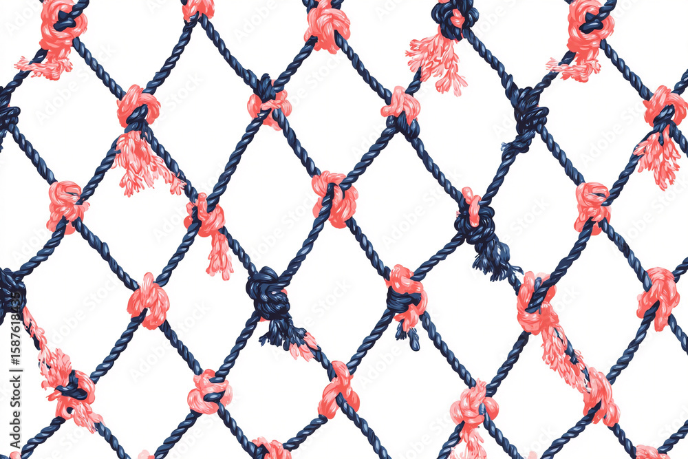 Fototapeta premium A detailed vector illustration of a Polynesian fishing net with knot patterns