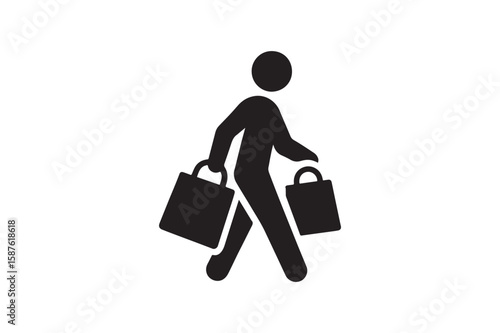 Shopping spree silhouette vector art illustration on white background