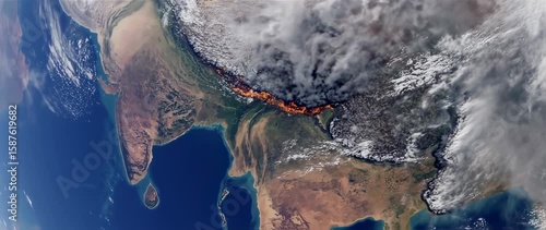 Wallpaper Mural Earth's Fiery Scar: Satellite View of Devastating Wildfire Torontodigital.ca