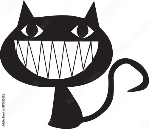 Creepy Grinning Cat Silhouette