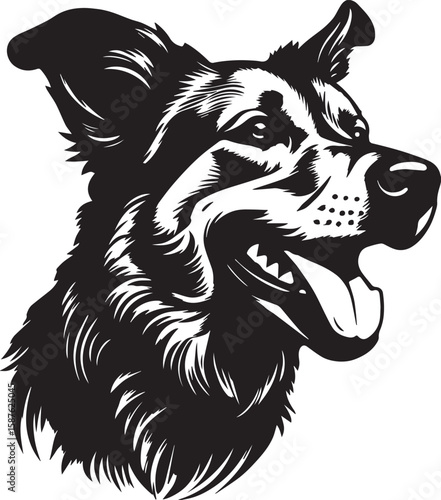 Expressive German Shepherd Dog Head Portrait