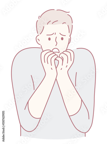 An illustration depicting a young man filled with worry, capturing deep emotions of anxiety and concern vividly