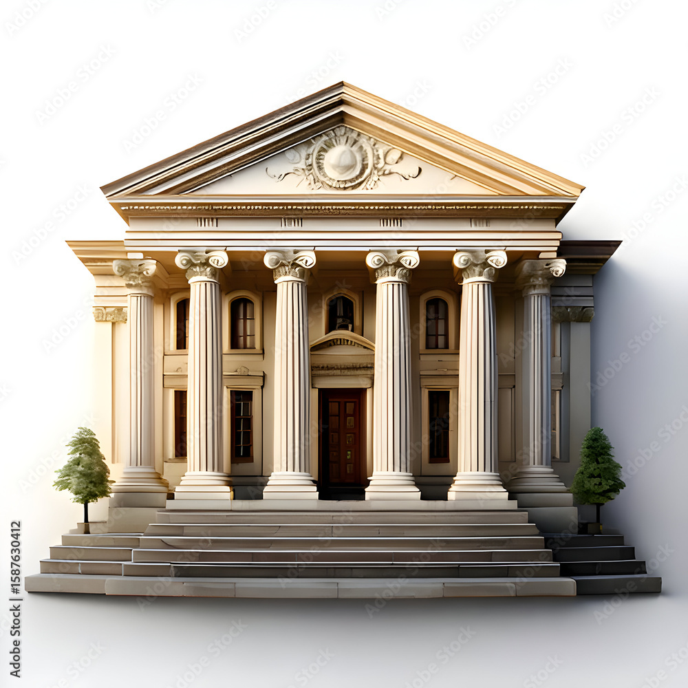 Obraz premium A classical building with columns and steps, resembling a government or museum structure.