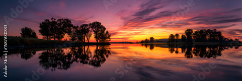 Sunset Symmetry: A Harmonious Dance of Colors along the Horizon's Axis