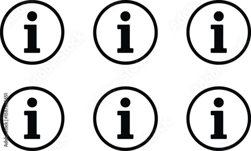 Six information icons in black circles provide a clear symbol for help and support.