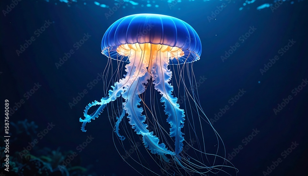 Fototapeta premium Underwater jellyfish, vibrant colors