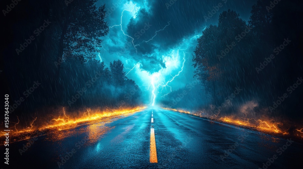 Naklejka premium Stormy Road Ahead