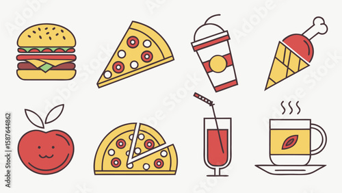 set of pizza icons