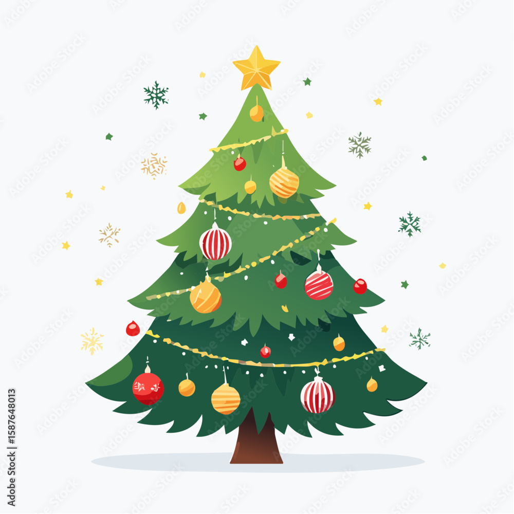Ornamented Holiday Tree, Dazzling Christmas Decoration Ornamented Holiday Tree, Dazzling Christmas Decoration