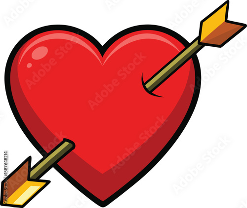 A Red Heart Pierced by an Arrow symbolizing love