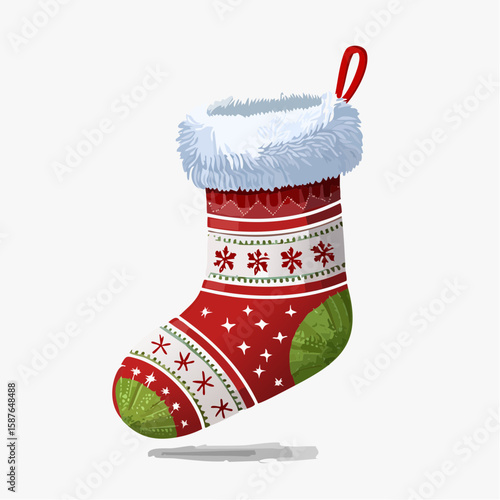 Colorful Striped Stocking, Fun Christmas Fireplace Accent