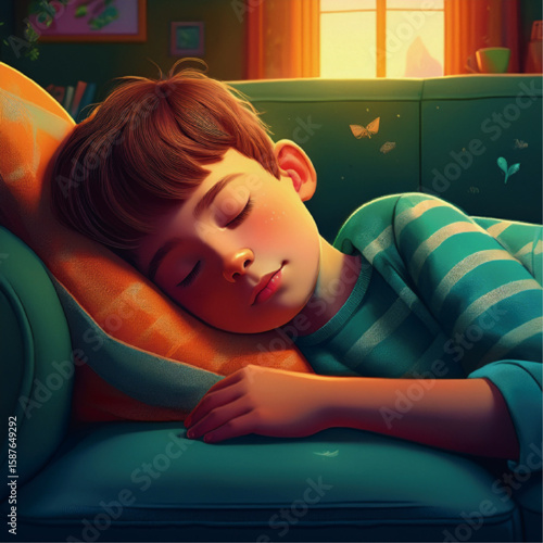 お昼寝する子供