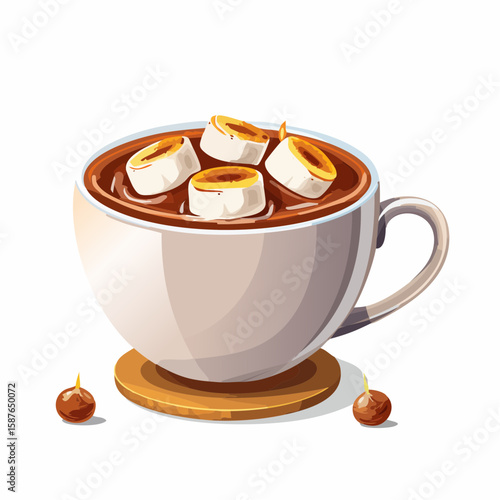 Sweet Cacao with Toasted Marshmallows, Cozy Winter Mug