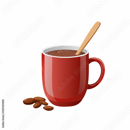 Mug with Stirring Spoon, Cozy Cacao Ritual Moment