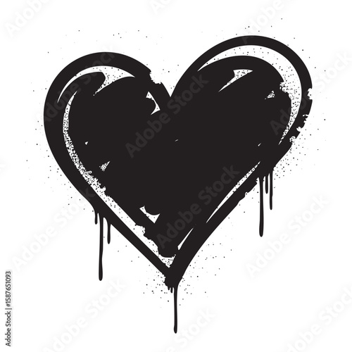 Graffiti spray paint heart symbol vector illustration
