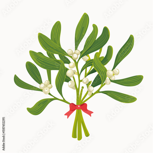 White Berries Mistletoe, Traditional Christmas Kiss Symbol