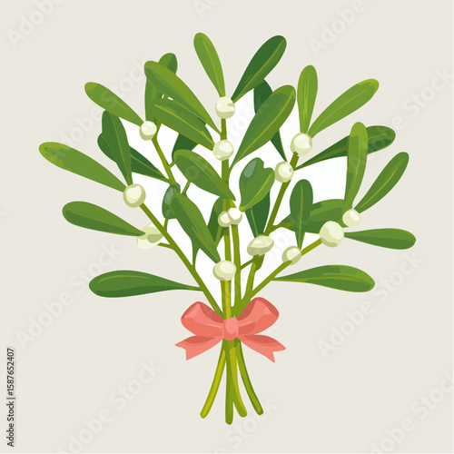 Natural Mistletoe Sprig, Elegant Holiday Plant Decor