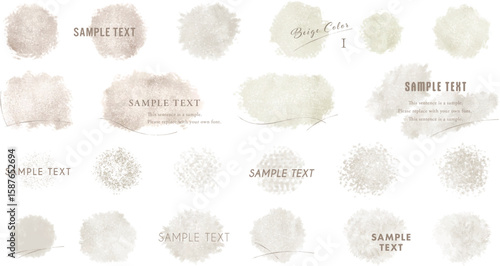 ベージュ系カラーで描いた水彩のテクスチャセット_1