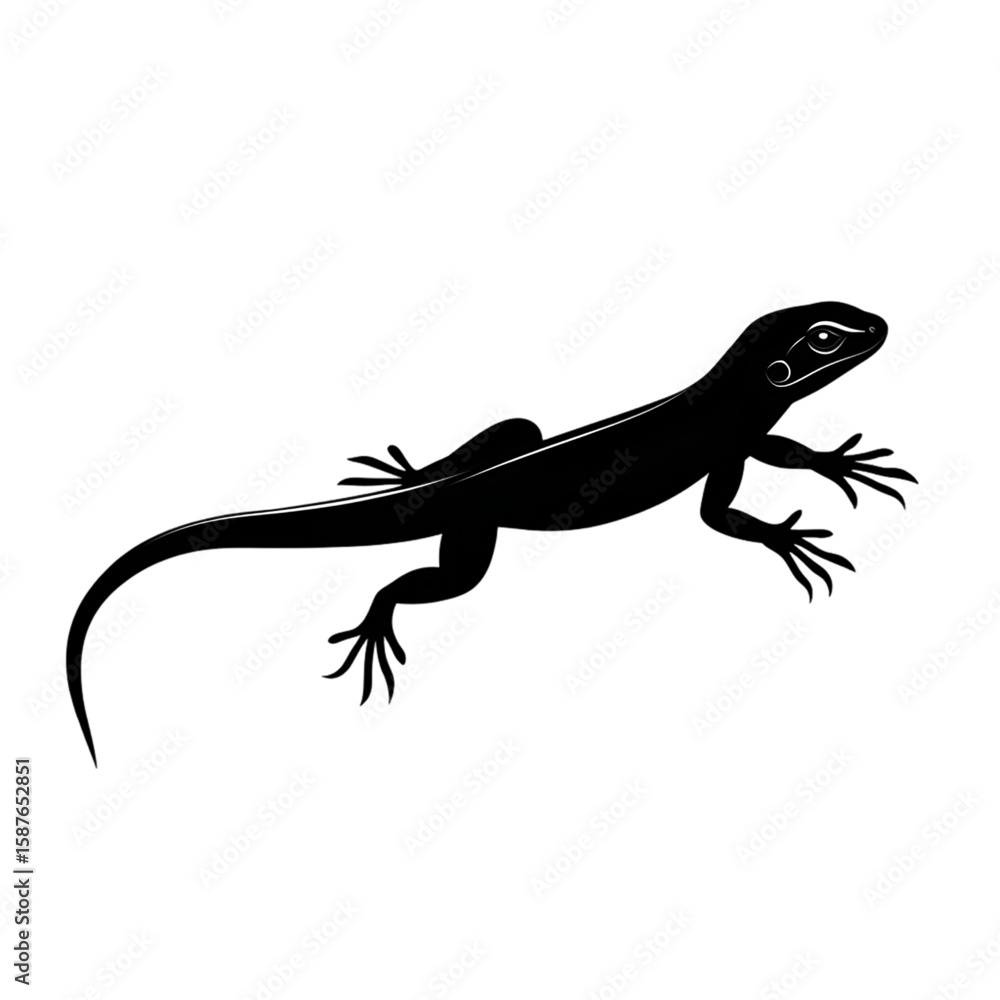 Obraz premium Italian Wall Lizard black silhouette isolated on a transparent background