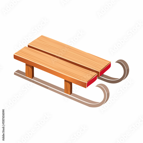 Traditional Wooden Sled, Classic Holiday Recreation