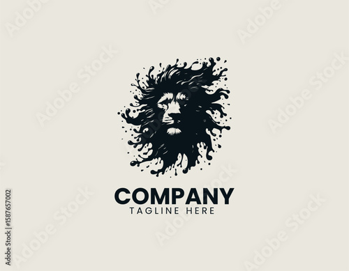 Dynamic Water Lion Splash Powerful Aquatic Creature Vector Logo Design