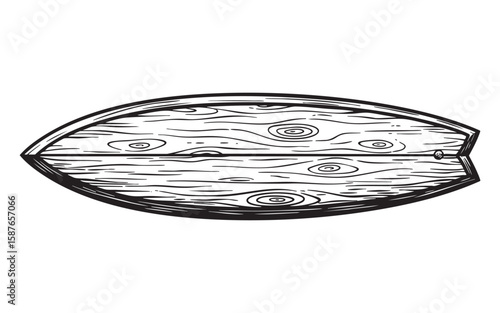 surfboard vintage woodcut engraving vector illustration