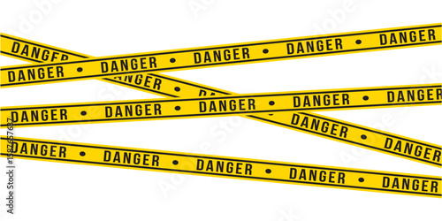 Warning tapes isolated on white background. Warning tape, danger tape, caution tape, under construction tape. Vector illustration in eps 10.