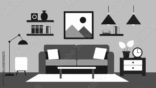 living room interior with fireplace