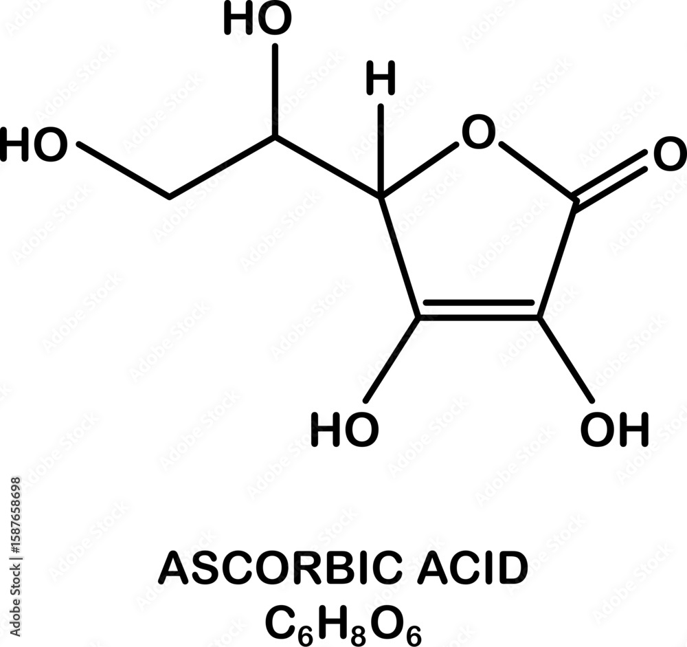 Fototapeta premium Chemical structure of vitamin C or ascorbic acid.