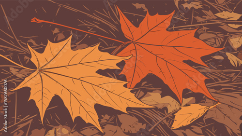 Autumn leaves vector illustration design featuring fall foliage and seasonal nature background for graphic design 100