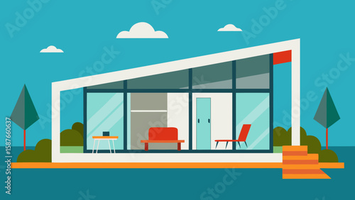 vector illustration of a modern building with windows