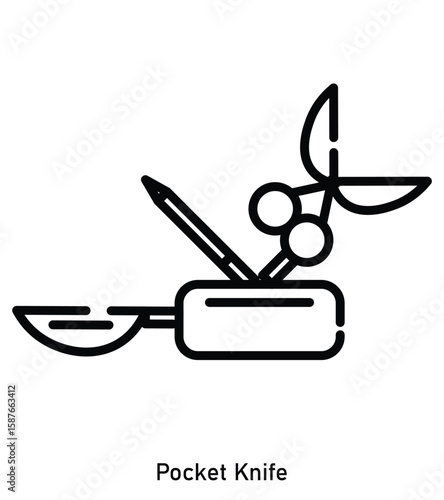 Pocket Knife Icon – Multi-Tool Equipment for Camping and Survival