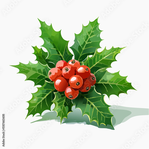 Green Holly Cluster, Traditional Christmas Decorative Foliage