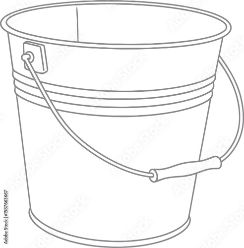 Simple outline drawing of a metal bucket with a handle.