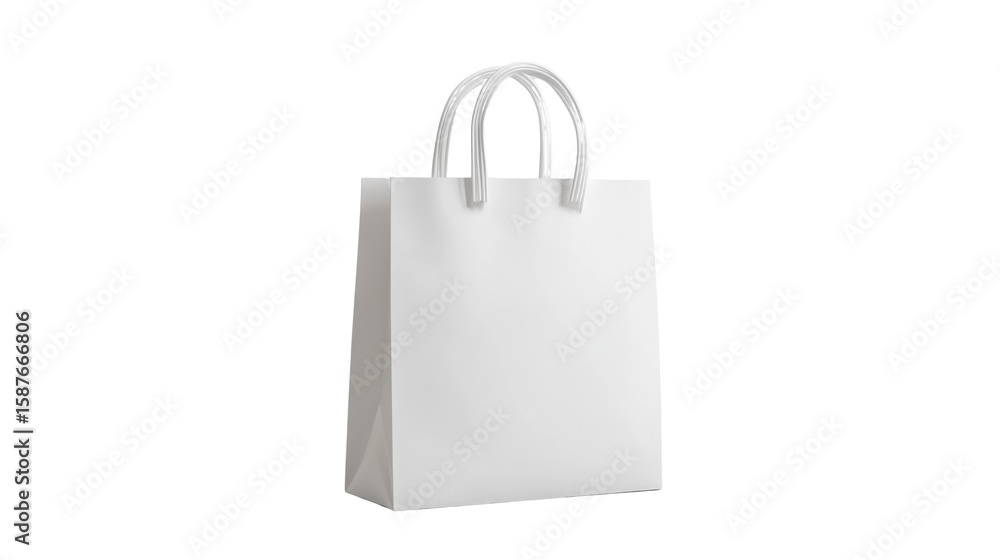 A single white paper bag 3d render icon isolated on white background A single white paper bag 3d render icon isolated on white background