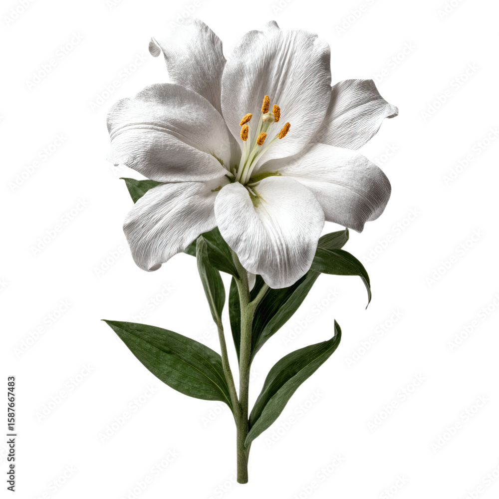 Fototapeta premium Lily cotton under arbor crown concept. A stunning white lily flower with delicate petals and vibrant detail.