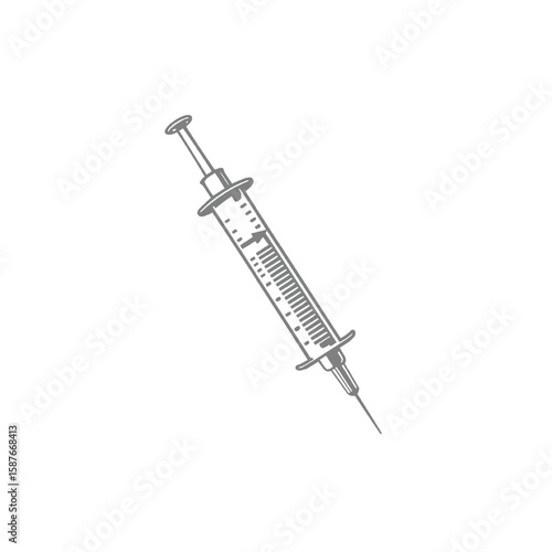Medical syringe illustration for vaccine and injection concepts.