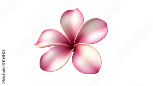 A single pink plumeria frangipani flower 3d render icon isolated on white background 