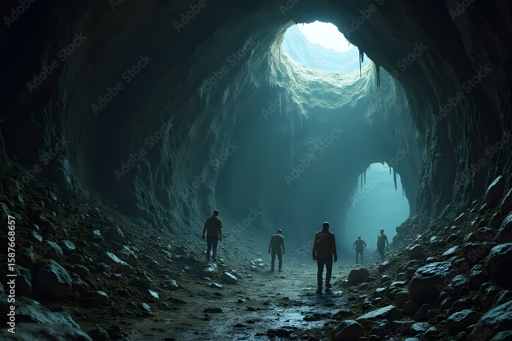 Fototapeta premium A collapsed mineshaft with zombies trapped behind cave-ins. 