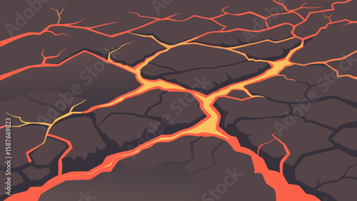 Volcanic lava flow background vector illustration for game design and graphic design resources usage concept