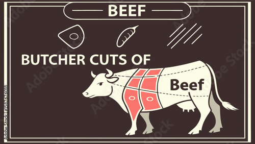 Beef cuts chart diagram showing different cuts of beef for cooking and meat preparation information guide