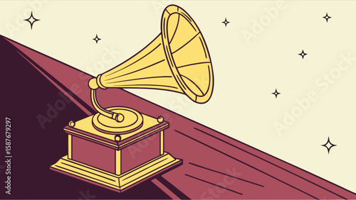Vintage gramophone record player vector illustration for music lovers and antique collectors design asset