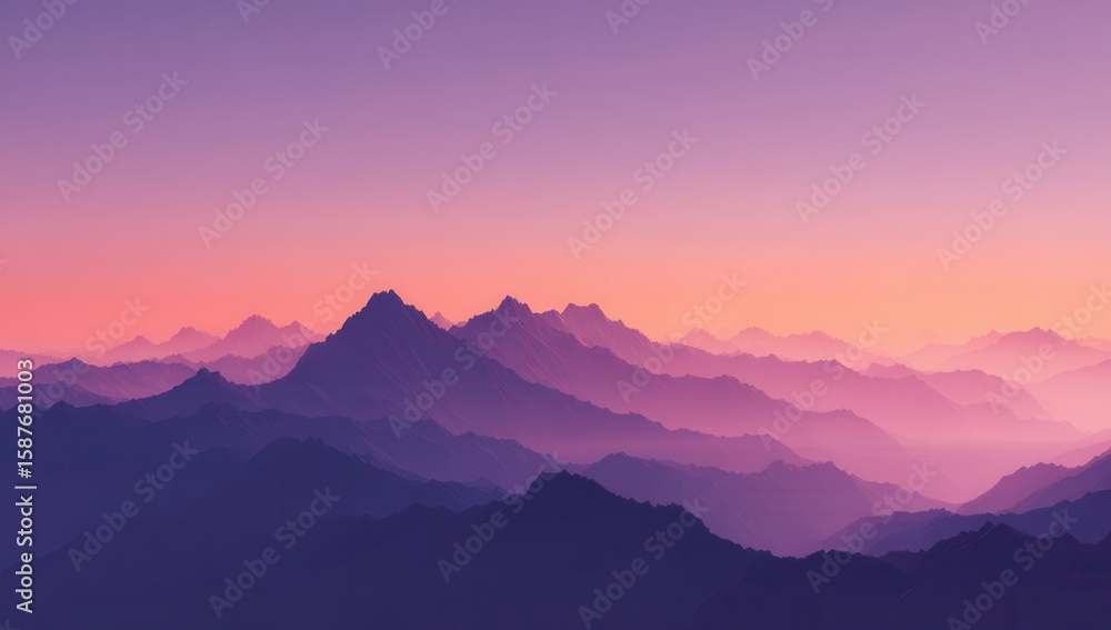 Fototapeta premium Misty mountain range at sunset