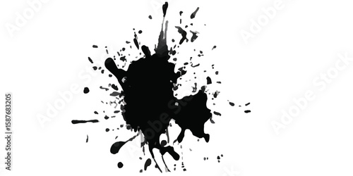 Ink splashes stencil very detailed collection. High quality manually traced. Retro grunge banners set
