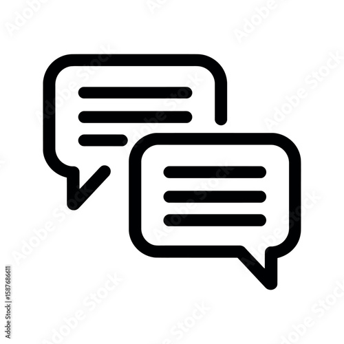 Simple black speech bubbles icon on white background