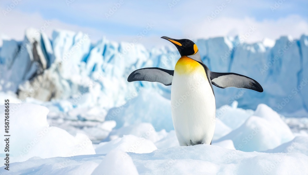 Obraz premium Penguin in Antarctica – Wild Antarctic Penguin in Icy Natural Habitat. 