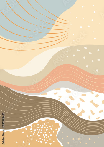 Psychedelic liquid abstraction. Scandinavian style of painting with geometric elements of texture.