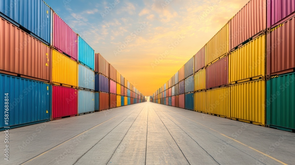 Fototapeta premium Colorful shipping containers warehouse