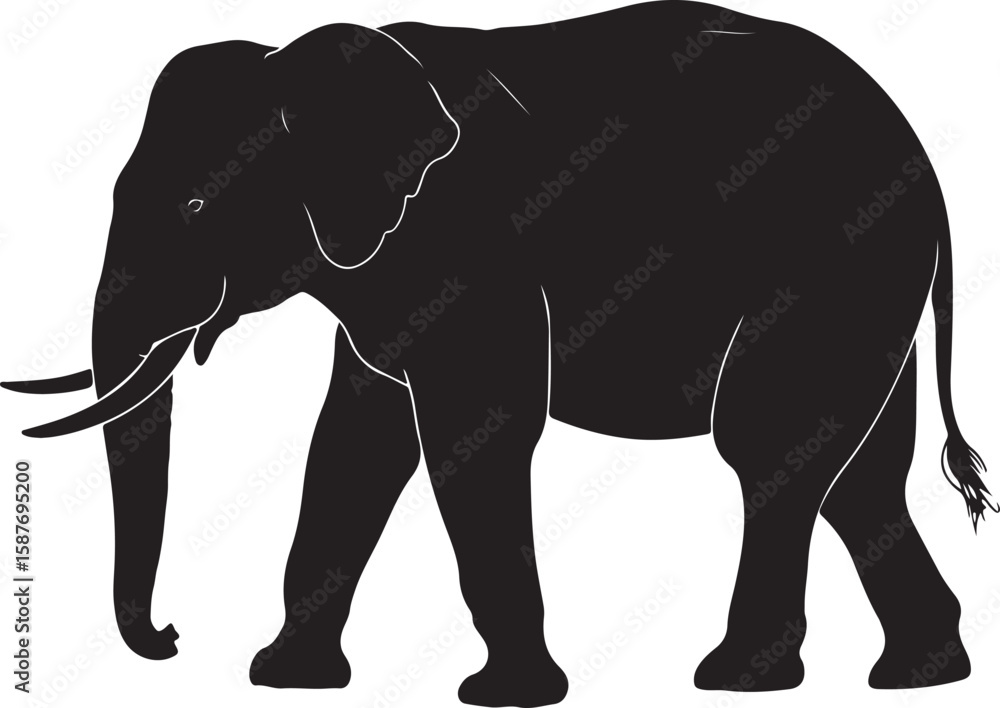 Fototapeta premium Black elephant silhouette walking animal