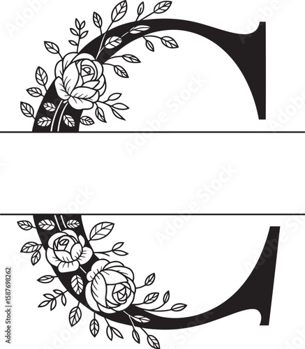 Decorative Split Letter Monogram Set, Split Monogram Alphabet Letters A–Z, Decorative Font for Personalization, Elegant Split Monogram Alphabet, A-Z Letters | SVG Cut Files for Cricut & Silhouette